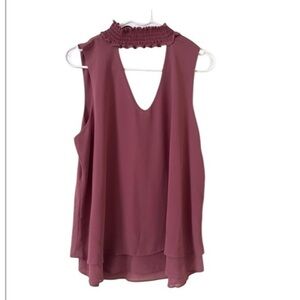 NWT Hollywood Pink Choker Cottagecore Neck Sleeveless Top Size Large